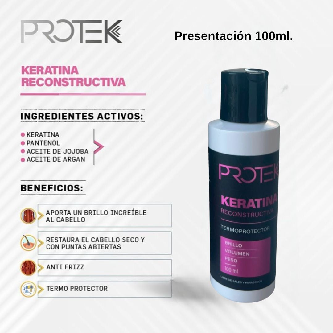 Tratamiento Anti Frizz con Keratina para Cabello Protek 100 mL