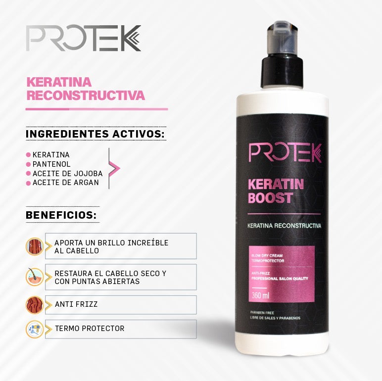 Tratamiento Anti Frizz con Keratina para Cabello Protek Keratin Boost 360 mL