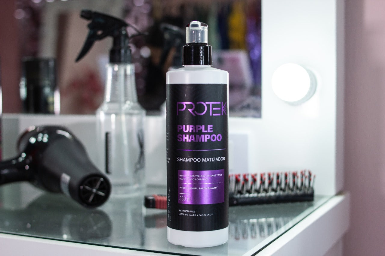 Shampoo Matizador Morado Anti Amarillo para Cabello Rubio / Canas Protek 360 mL