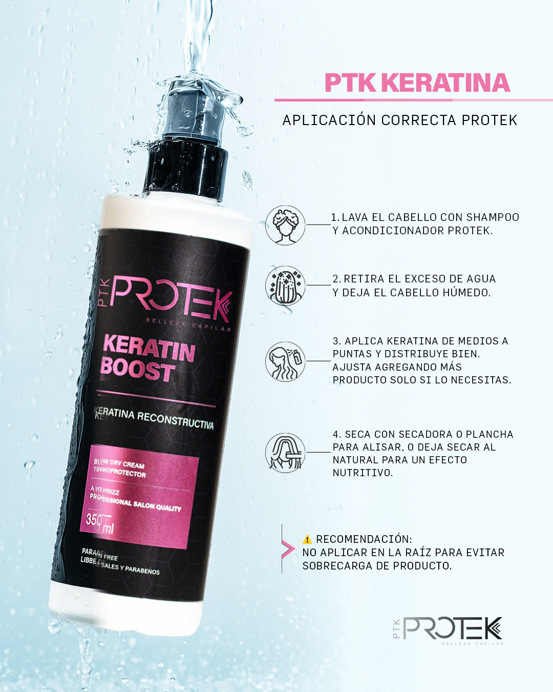 Tratamiento Anti Frizz con Keratina para Cabello Protek Keratin Boost 360 mL