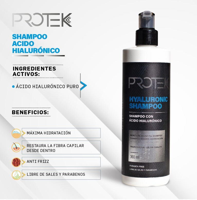 Shampoo con Ácido Hialurónico Hidratante para Cabello Seco Protek 360 mL
